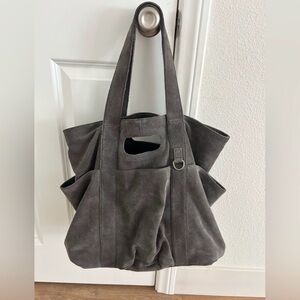 Gray Suede Tote Bag